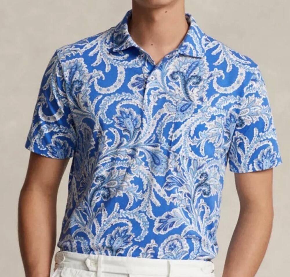 Polo Ralph Lauren Standard Fit Paisley Jersey Polo Shirt Men’s Sz. L